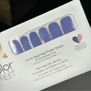 Color Street Anything Froze Press On Nails Blue Glitter Prism New